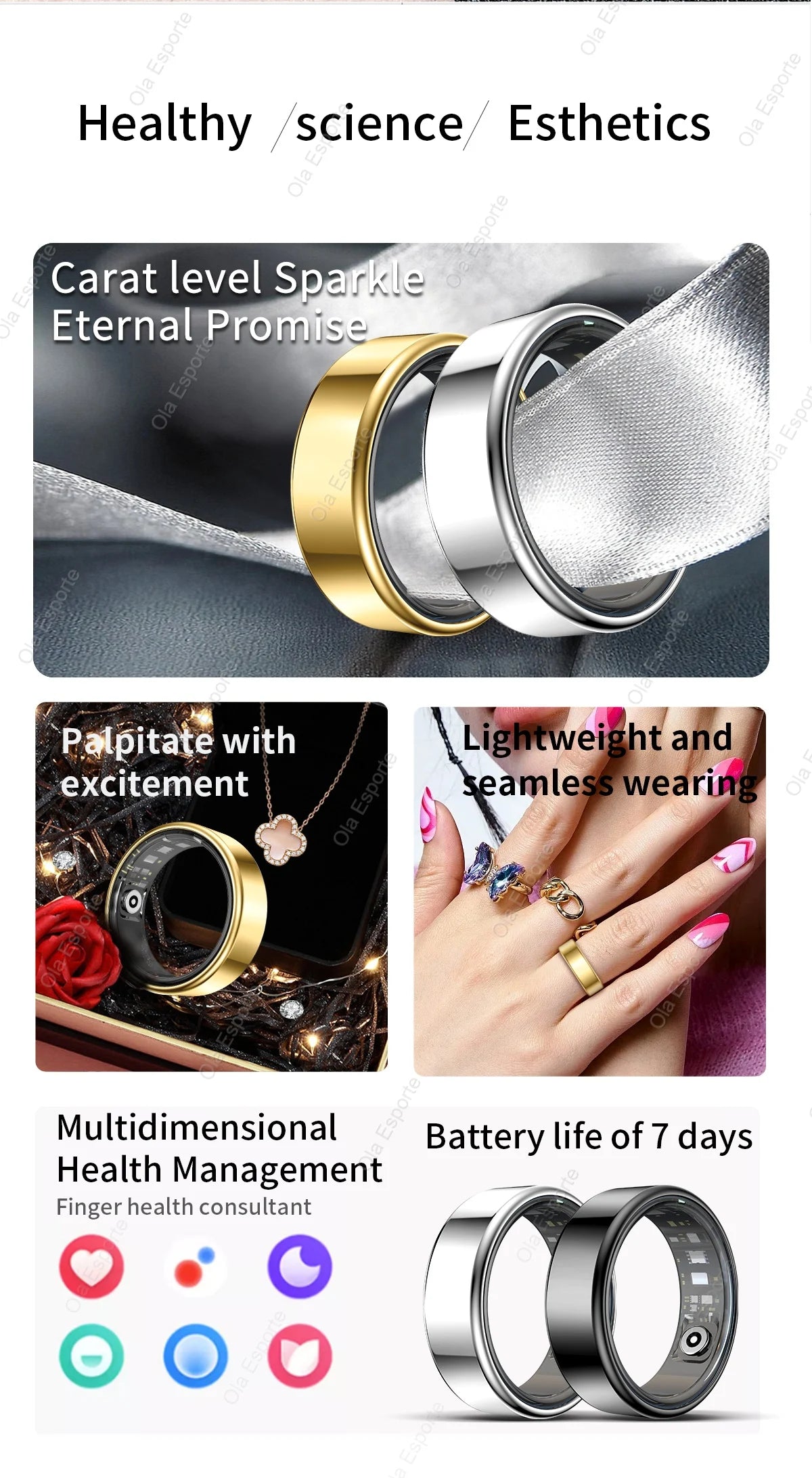 Titanium Smart Ring – Heart, Sleep & Fitness Tracker (IP68 Waterproof)