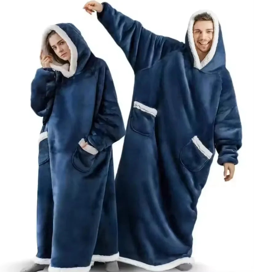 Oversized Winter Wearable Blanket — Hooded Fleece Comfort for Rest, Relaxation & Outdoor Warmth