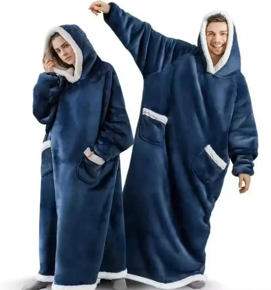 Oversized Winter Wearable Blanket — Hooded Fleece Comfort for Rest, Relaxation & Outdoor Warmth
