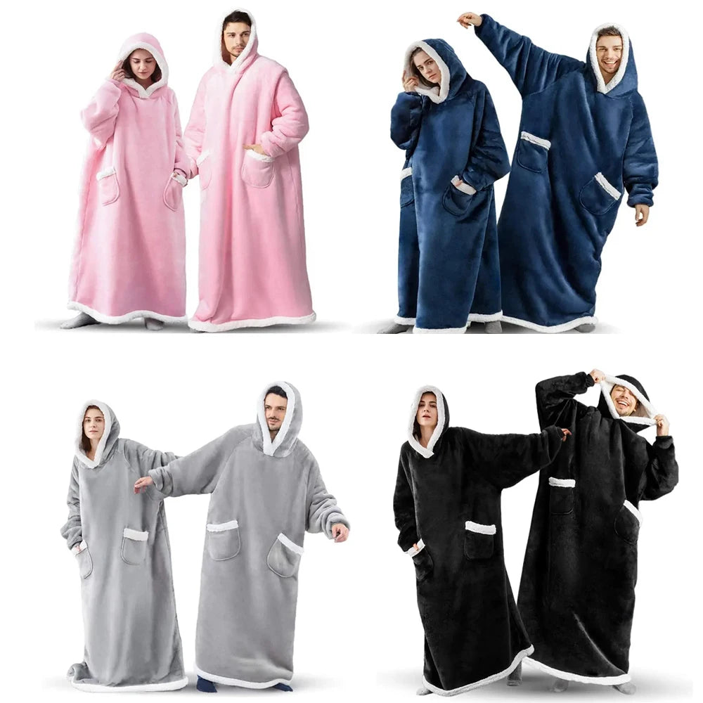 Oversized Winter Wearable Blanket — Hooded Fleece Comfort for Rest, Relaxation & Outdoor Warmth