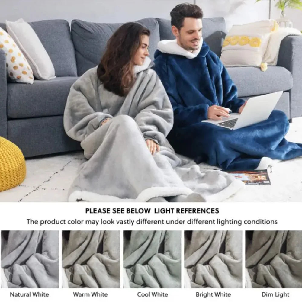 Oversized Winter Wearable Blanket — Hooded Fleece Comfort for Rest, Relaxation & Outdoor Warmth