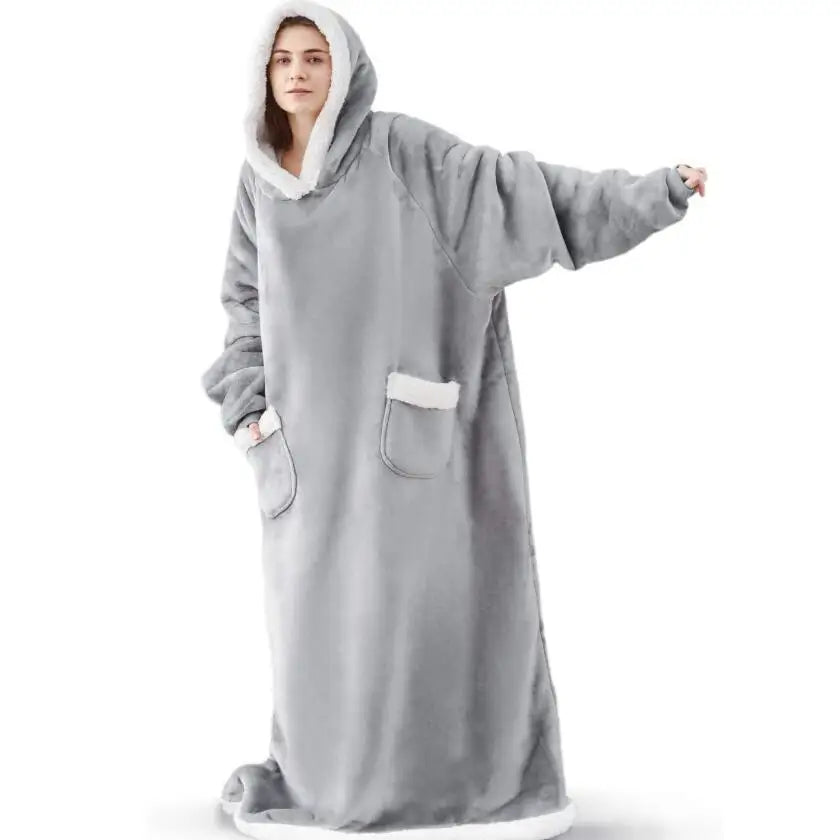 Oversized Winter Wearable Blanket — Hooded Fleece Comfort for Rest, Relaxation & Outdoor Warmth