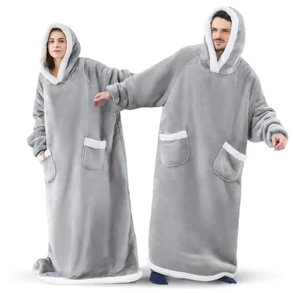 Oversized Winter Wearable Blanket — Hooded Fleece Comfort for Rest, Relaxation & Outdoor Warmth