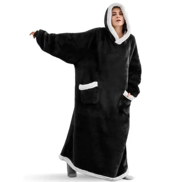 Oversized Winter Wearable Blanket — Hooded Fleece Comfort for Rest, Relaxation & Outdoor Warmth