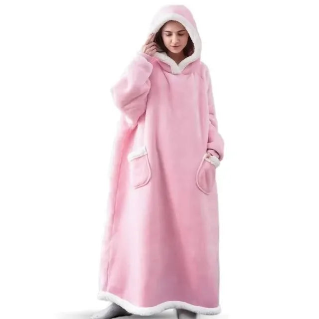 Oversized Winter Wearable Blanket — Hooded Fleece Comfort for Rest, Relaxation & Outdoor Warmth