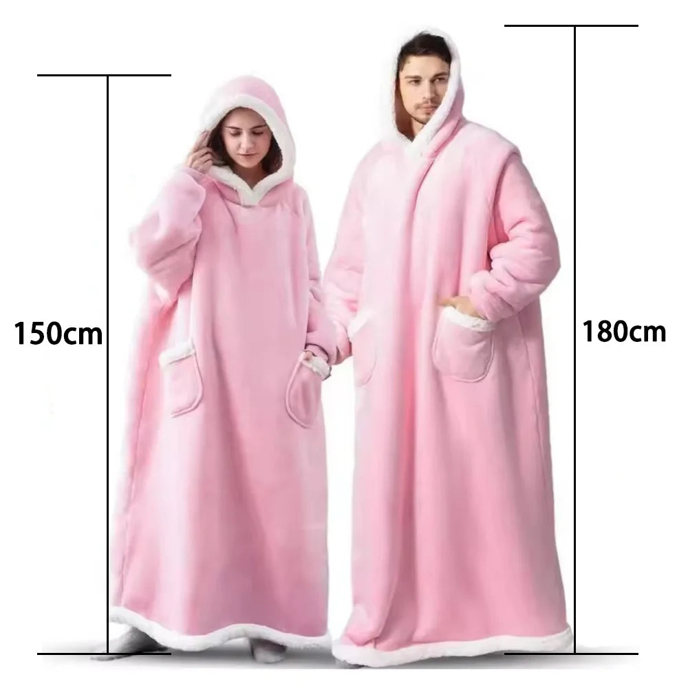 Oversized Winter Wearable Blanket — Hooded Fleece Comfort for Rest, Relaxation & Outdoor Warmth