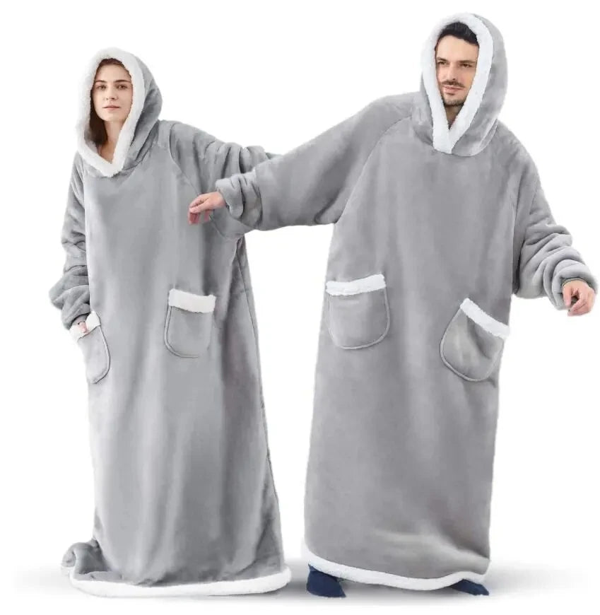 Oversized Winter Wearable Blanket — Hooded Fleece Comfort for Rest, Relaxation & Outdoor Warmth