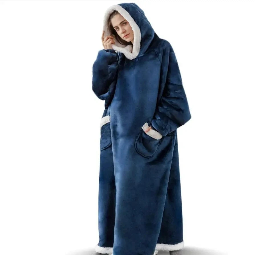 Oversized Winter Wearable Blanket — Hooded Fleece Comfort for Rest, Relaxation & Outdoor Warmth