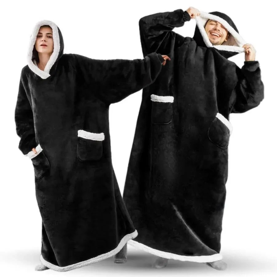 Oversized Winter Wearable Blanket — Hooded Fleece Comfort for Rest, Relaxation & Outdoor Warmth