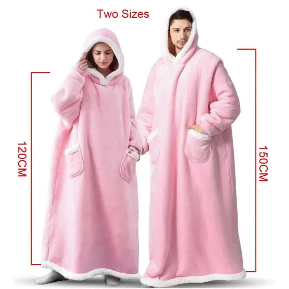 Oversized Winter Wearable Blanket — Hooded Fleece Comfort for Rest, Relaxation & Outdoor Warmth